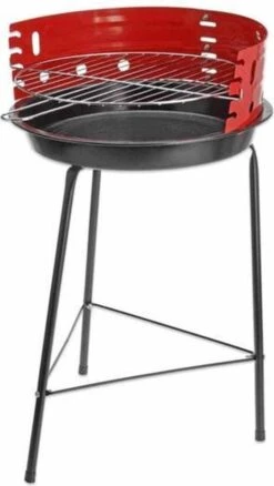 Houtskoolbarbecue Ø33 Cm | Verstelbare Grill BBQ | Halfopen | Zwart / Rood -Barbecue Benodigdheden 676x1200