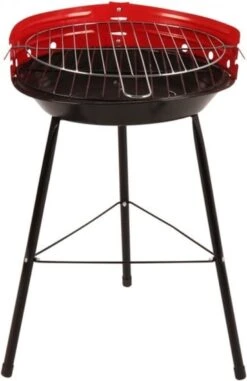 Houtskoolbarbecue Ø33 Cm | Verstelbare Grill BBQ | Halfopen | Zwart / Rood -Barbecue Benodigdheden 778x1200