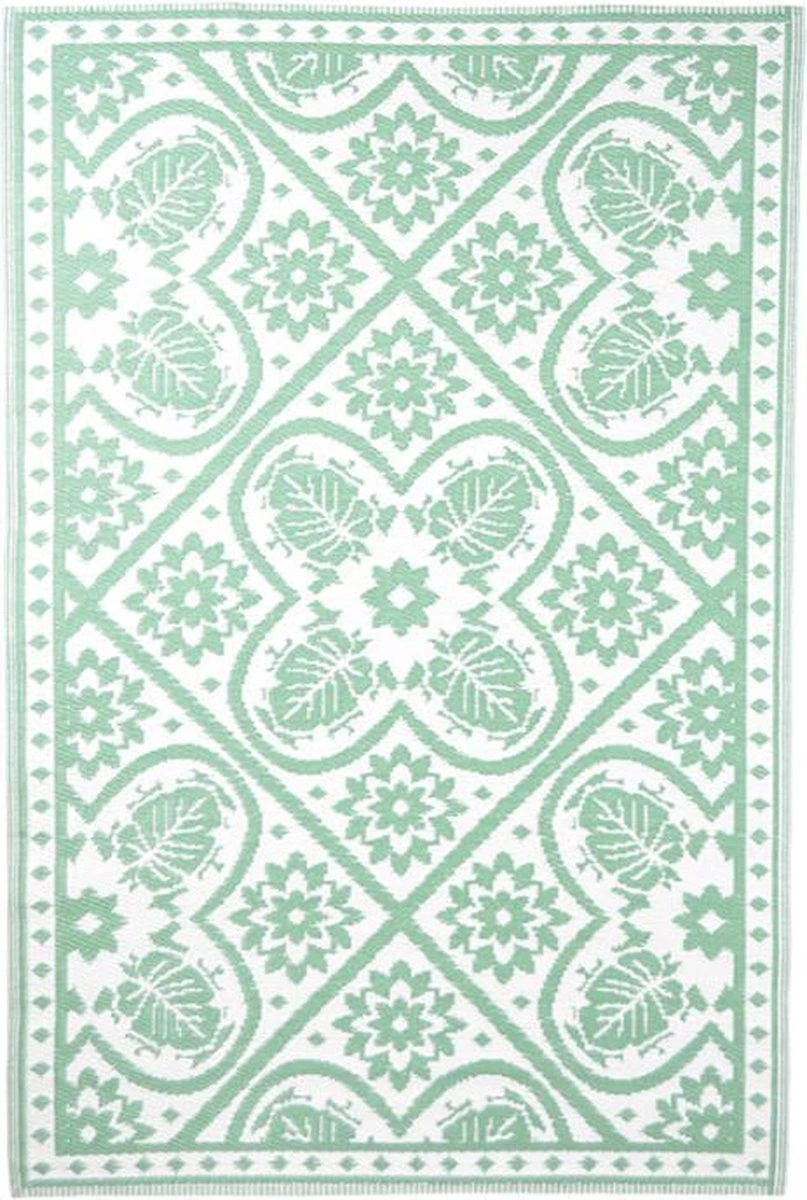 Esschert Design Buitenkleed 182x122 Cm Groen En Wit 10 Esschert Design Buitenkleed 182x122 Cm Groen En Wit - Afbeelding 8