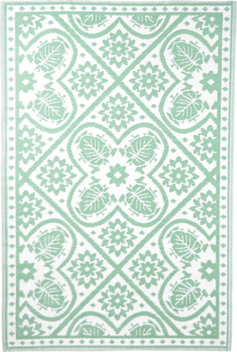 Esschert Design Buitenkleed 182x122 Cm Groen En Wit 8 Esschert Design Buitenkleed 182x122 Cm Groen En Wit - Afbeelding 6