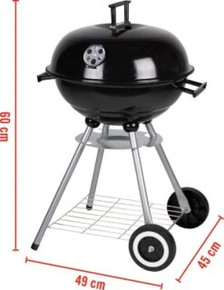 BBQ Collection Houtskoolbarbecue - Kogelbarbecue 45 X 60 Centimeter - Ronde Barbecue - Barbecue Op Wielen - Zwart - Metaal -Barbecue Benodigdheden 925x1200