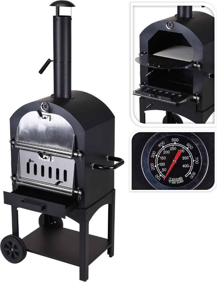 Merkloos MaxxGarden Pizza Oven - Smoker Barbecue Houtskool 45 X 65 X 158cm 3 Merkloos MaxxGarden Pizza Oven - Smoker Barbecue Houtskool 45 X 65 X 158cm